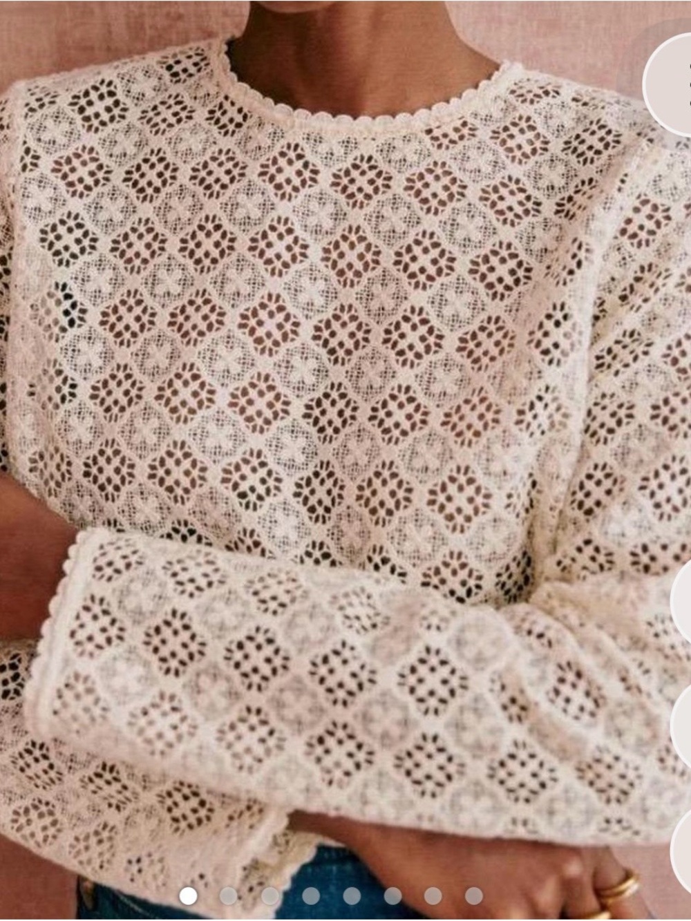 Ecru Guipure Lace Long Sleeve Lova Top